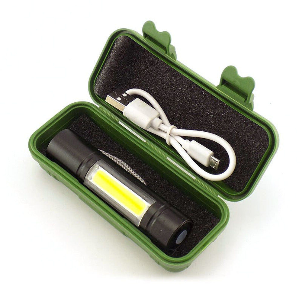 Ручний ліхтарик кишеньковий із USB зарядкою, BL-1501, Чорний / Акумуляторний тактичний ліхтар із кейсом