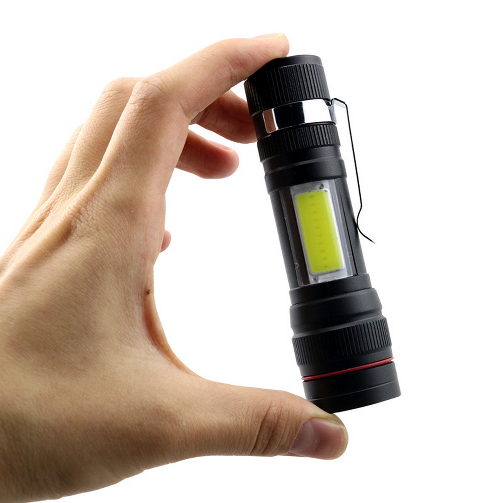 Ручний ліхтарик з акумулятором та USB зарядкою BL-520, Чорний / Світлодіодний ліхтар з боковим підсвічуванням