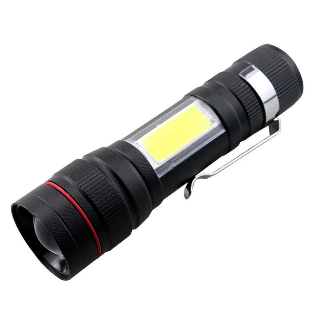 Ручний ліхтарик з акумулятором та USB зарядкою BL-520, Чорний / Світлодіодний ліхтар з боковим підсвічуванням