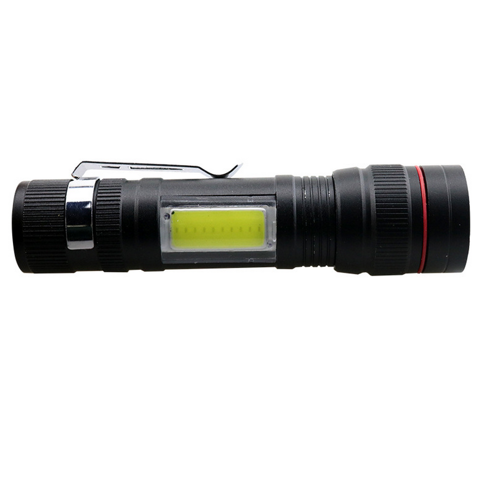 Ручний ліхтарик з акумулятором та USB зарядкою BL-520, Чорний / Світлодіодний ліхтар з боковим підсвічуванням