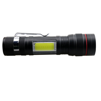Ручний ліхтарик з акумулятором та USB зарядкою BL-520, Чорний / Світлодіодний ліхтар з боковим підсвічуванням