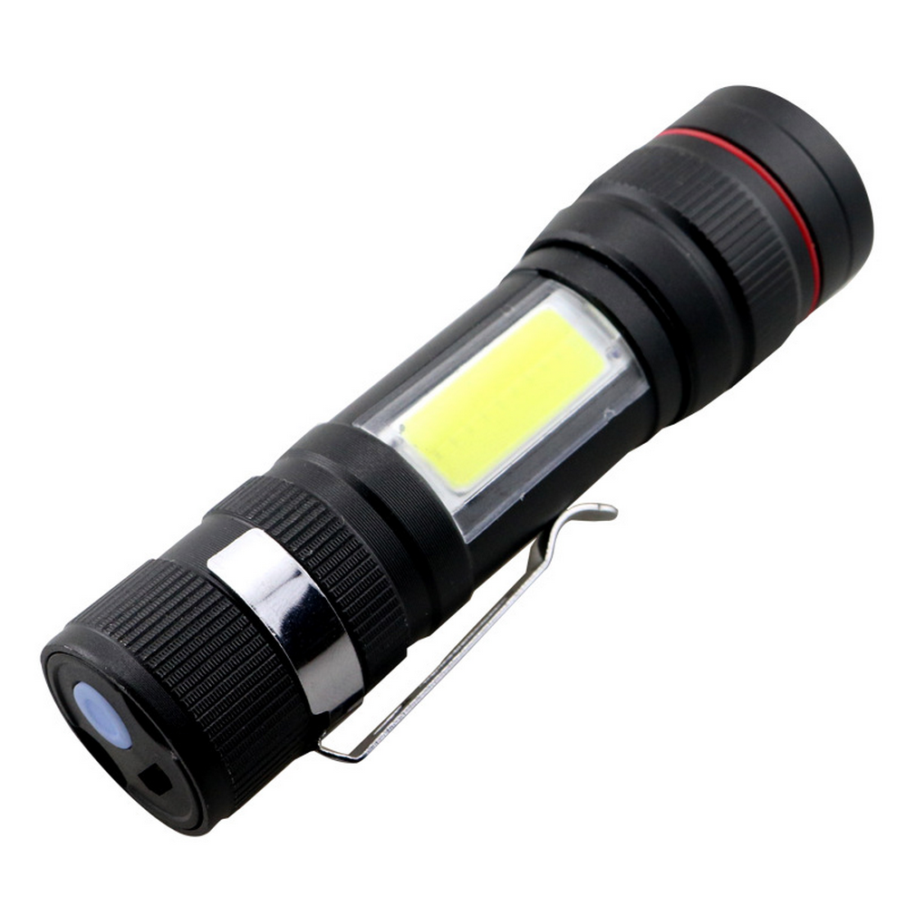 Ручний ліхтарик з акумулятором та USB зарядкою BL-520, Чорний / Світлодіодний ліхтар з боковим підсвічуванням