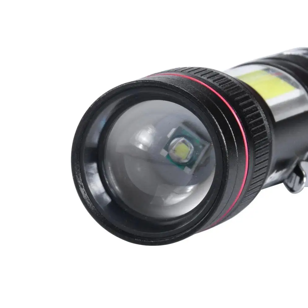 Ручний ліхтарик з акумулятором та USB зарядкою BL-520, Чорний / Світлодіодний ліхтар з боковим підсвічуванням
