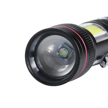 Ручний ліхтарик з акумулятором та USB зарядкою BL-520, Чорний / Світлодіодний ліхтар з боковим підсвічуванням