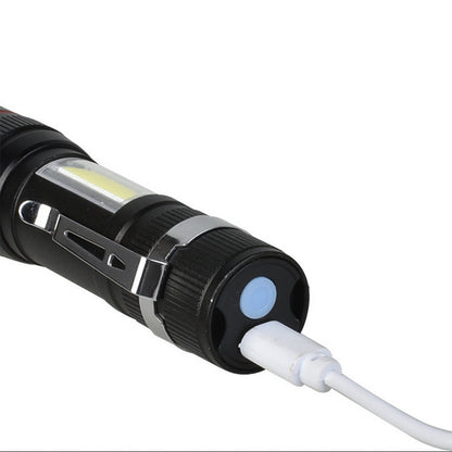 Ручний ліхтарик з акумулятором та USB зарядкою BL-520, Чорний / Світлодіодний ліхтар з боковим підсвічуванням