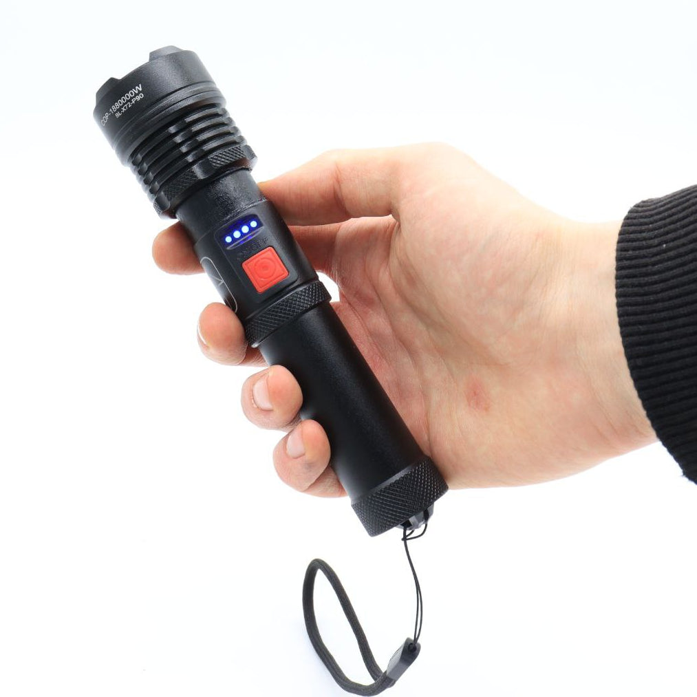 Акумуляторний ручний ліхтар із USB, 5 режимів, BL-X72-P90, Чорний / Ліхтар тактичний ручний