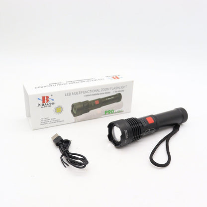 Акумуляторний ручний ліхтар із USB, 5 режимів, BL-X72-P90, Чорний / Ліхтар тактичний ручний