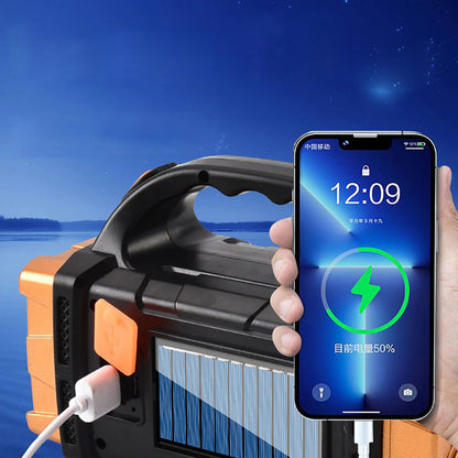 Ручний акумуляторний LED ліхтар із USB та функцією PowerBank Hurry Bolt HB-2678, Помаранчевий / Прожектор із сонячною панеллю