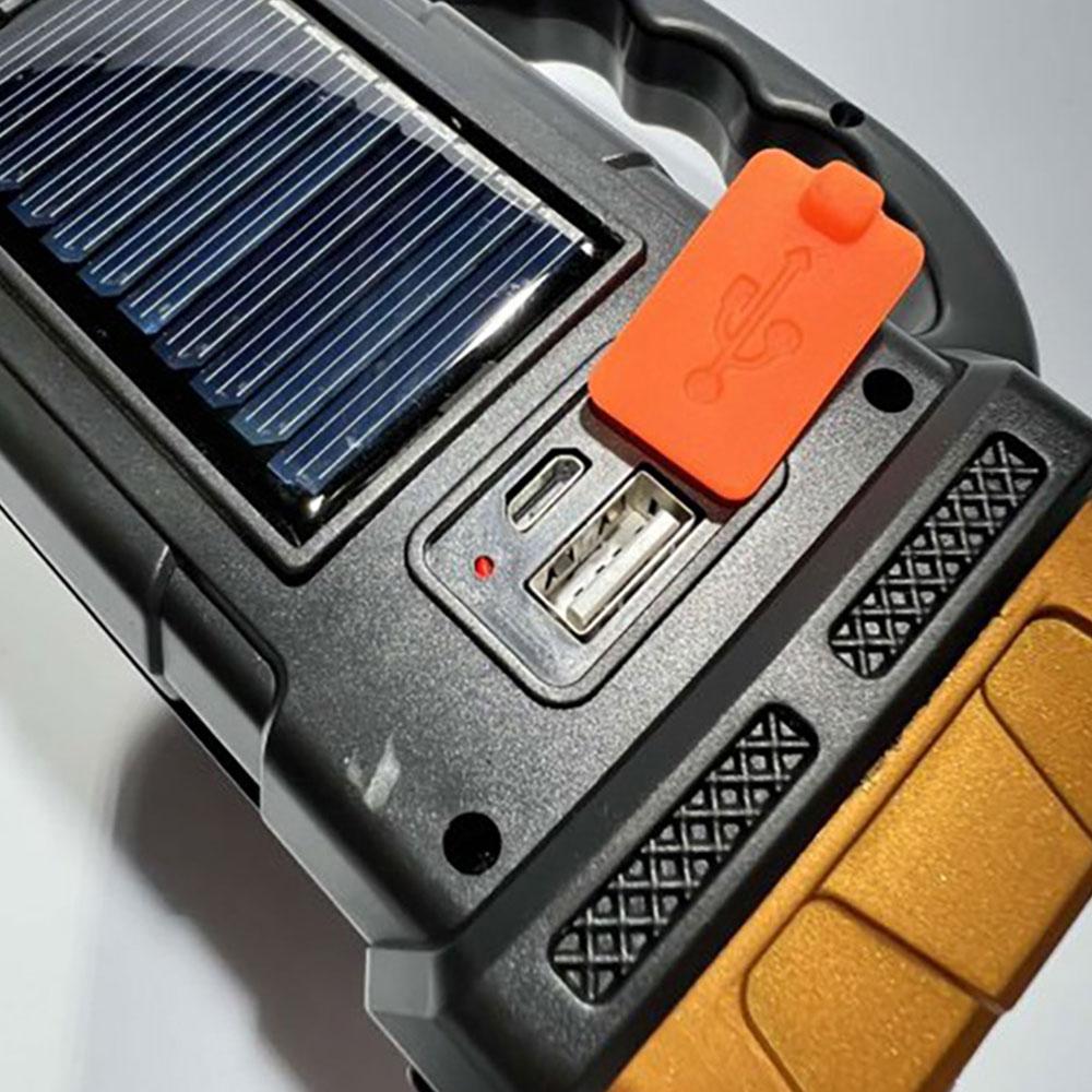 Ручний акумуляторний LED ліхтар із USB та функцією PowerBank Hurry Bolt HB-2678, Помаранчевий / Прожектор із сонячною панеллю