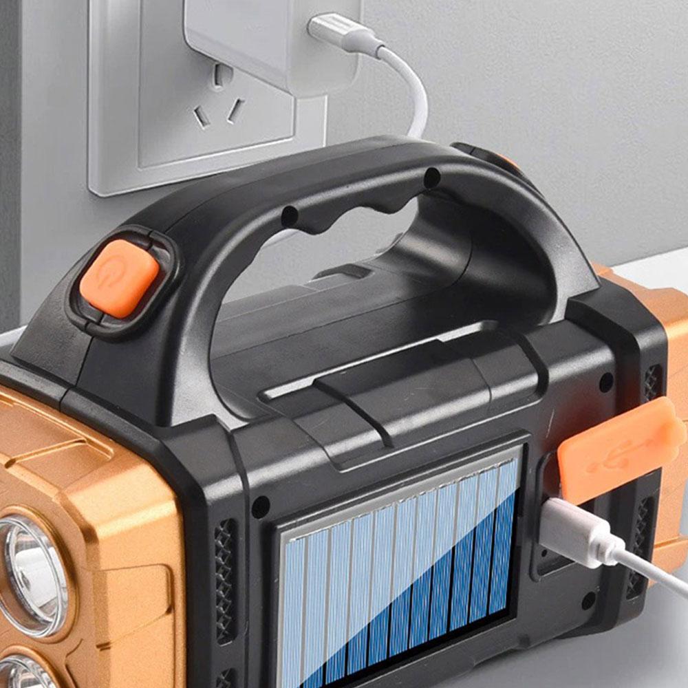 Ручний акумуляторний LED ліхтар із USB та функцією PowerBank Hurry Bolt HB-2678, Помаранчевий / Прожектор із сонячною панеллю