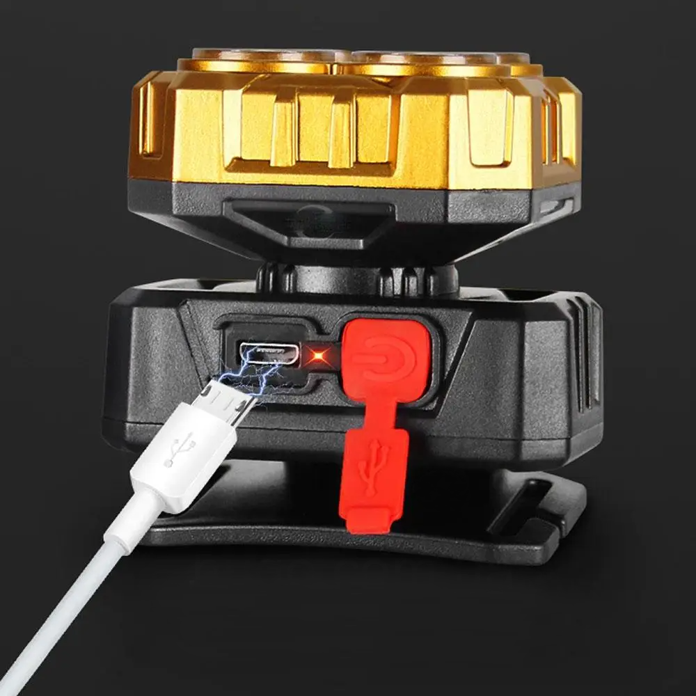 Ліхтарик налобний 4в1 на акумуляторі 600 мАг, із зарядкою від USB, Panther PT-5208 / Потужний ліхтарик на голову