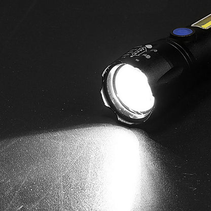 Тактичний ліхтар 2в1 BL-C62, акумуляторний з USB, ZOOM та бічним світлом та Кейс, Чорний / Потужний ручний ліхтарик