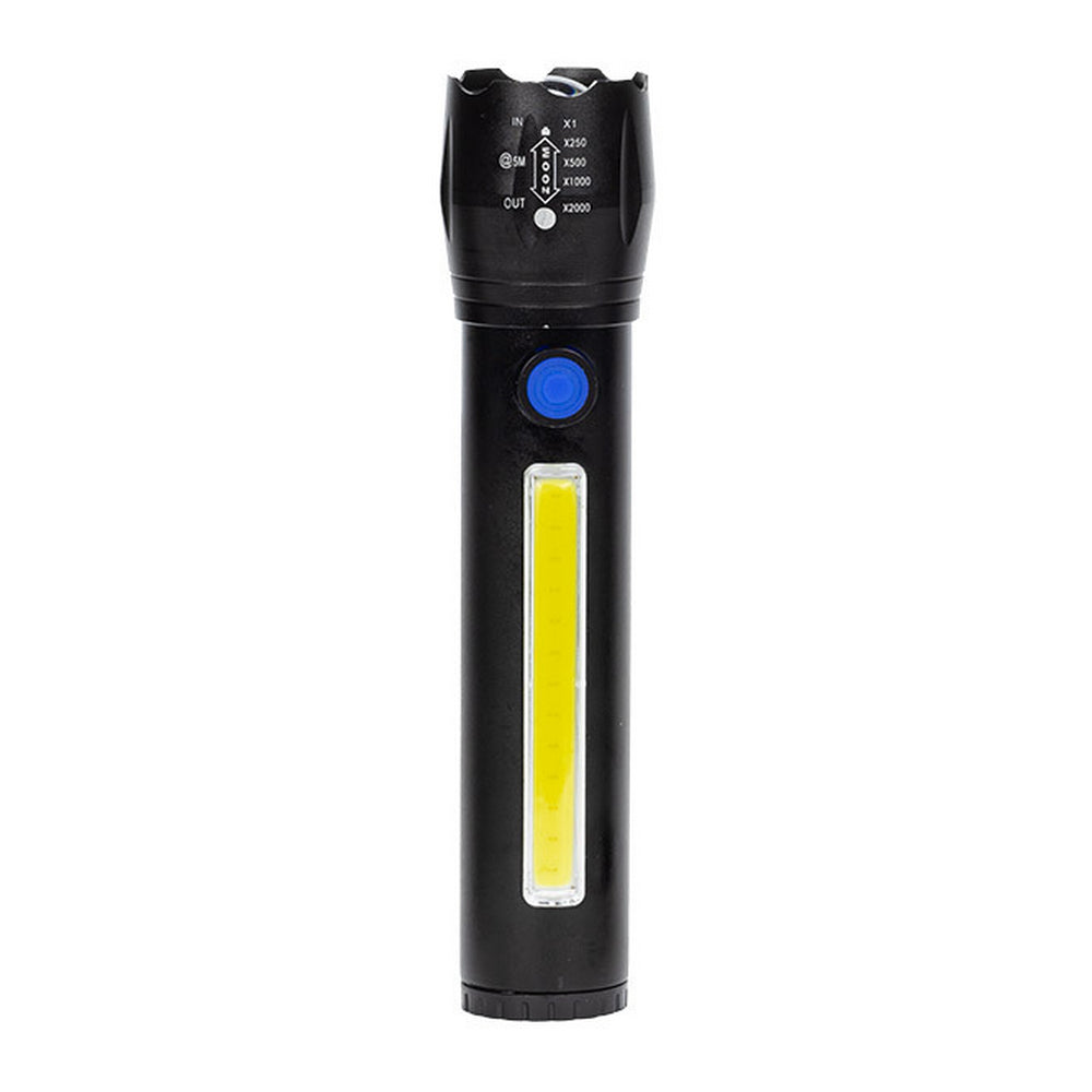 Тактичний ліхтар 2в1 BL-C62, акумуляторний з USB, ZOOM та бічним світлом та Кейс, Чорний / Потужний ручний ліхтарик