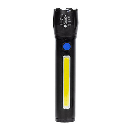 Тактичний ліхтар 2в1 BL-C62, акумуляторний з USB, ZOOM та бічним світлом та Кейс, Чорний / Потужний ручний ліхтарик