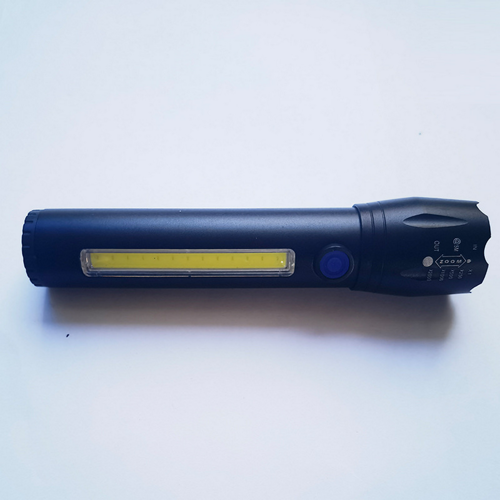 Тактичний ліхтар 2в1 BL-C62, акумуляторний з USB, ZOOM та бічним світлом та Кейс, Чорний / Потужний ручний ліхтарик