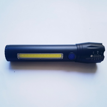 Тактичний ліхтар 2в1 BL-C62, акумуляторний з USB, ZOOM та бічним світлом та Кейс, Чорний / Потужний ручний ліхтарик