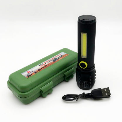 Тактичний ручний ліхтар BL-C61-P50, акумуляторний, з USB, ZOOM та бічним світлом + Кейс / Потужний ліхтарик