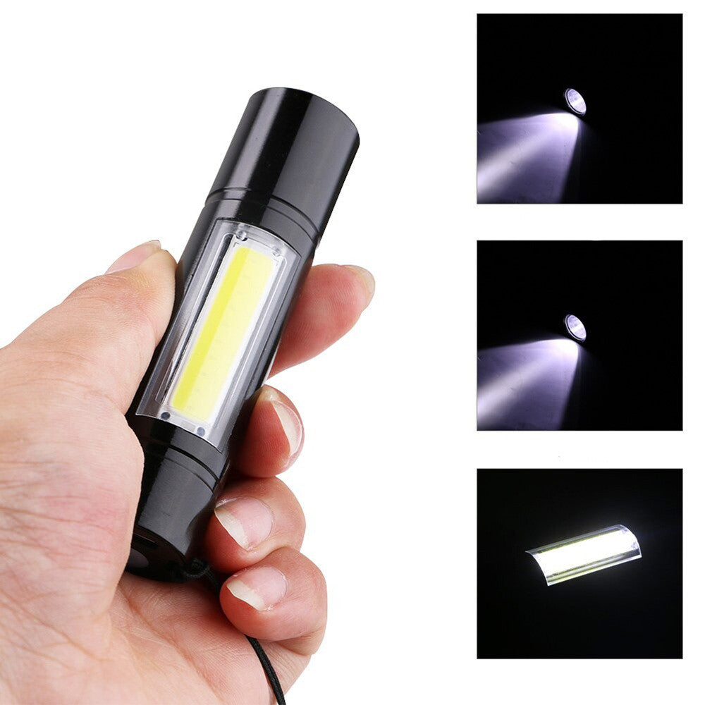 Ручний ліхтарик USB 2в1, ВL-519 XPE та COB, Чорний / Тактичний міні ліхтар з боковою лампою / Ліхтарик акумуляторний