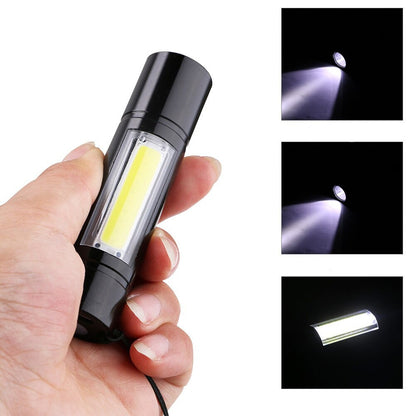 Ручний ліхтарик USB 2в1, ВL-519 XPE та COB, Чорний / Тактичний міні ліхтар з боковою лампою / Ліхтарик акумуляторний