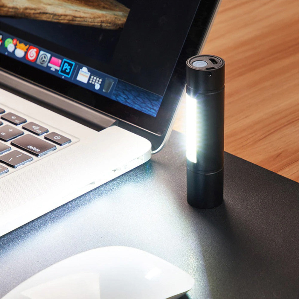 Ручний ліхтарик USB 2в1, ВL-519 XPE та COB, Чорний / Тактичний міні ліхтар з боковою лампою / Ліхтарик акумуляторний