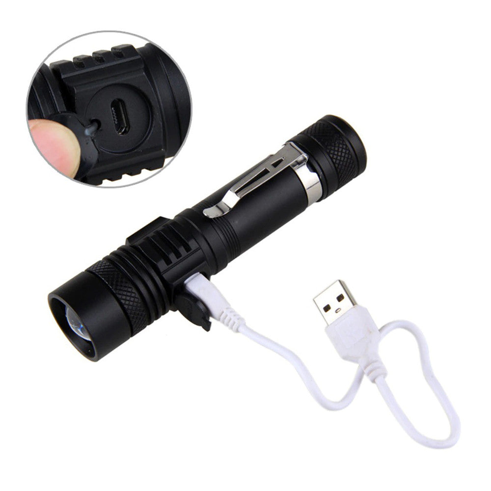 Ліхтарик ручний акумуляторний BL-518-T6, Чорний / Ліхтар з USB, з фокусуванням / Тактичний ліхтарик з кліпсою