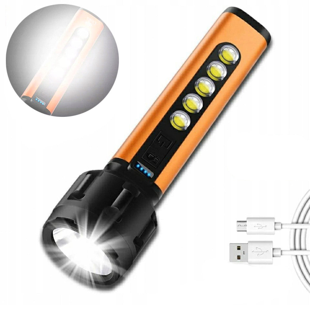 Потужний ручний ліхтарик з акумулятором, USB, CB-C67 5W+5COB / Світлодіодний LED ліхтар
