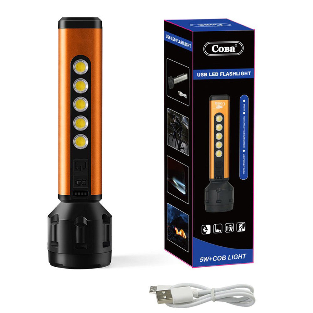 Потужний ручний ліхтарик з акумулятором, USB, CB-C67 5W+5COB / Світлодіодний LED ліхтар