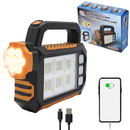 Ліхтар акумуляторний, 3 режими, USB, сонячна панель, 2800мАч, HS-8029-1-A, 7 + 54 SMD, Помаранчевий / Переносний ліхтарик /