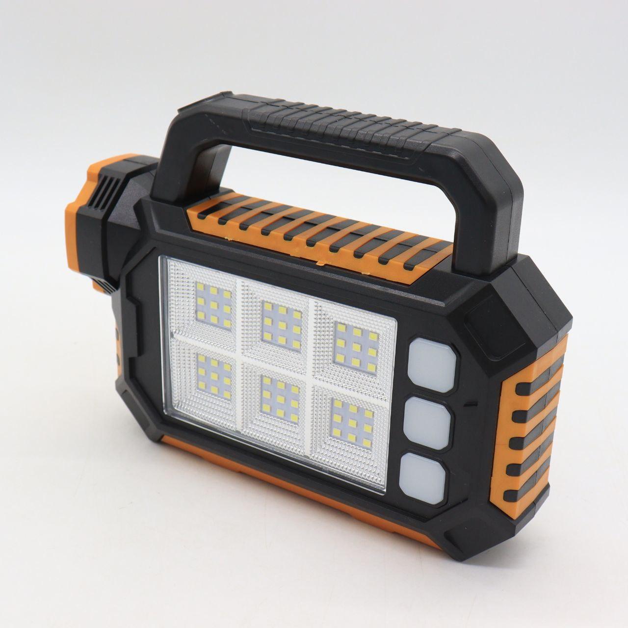 Ліхтар акумуляторний, 3 режими, USB, сонячна панель, 2800мАч, HS-8029-1-A, 7 + 54 SMD, Помаранчевий / Переносний ліхтарик /