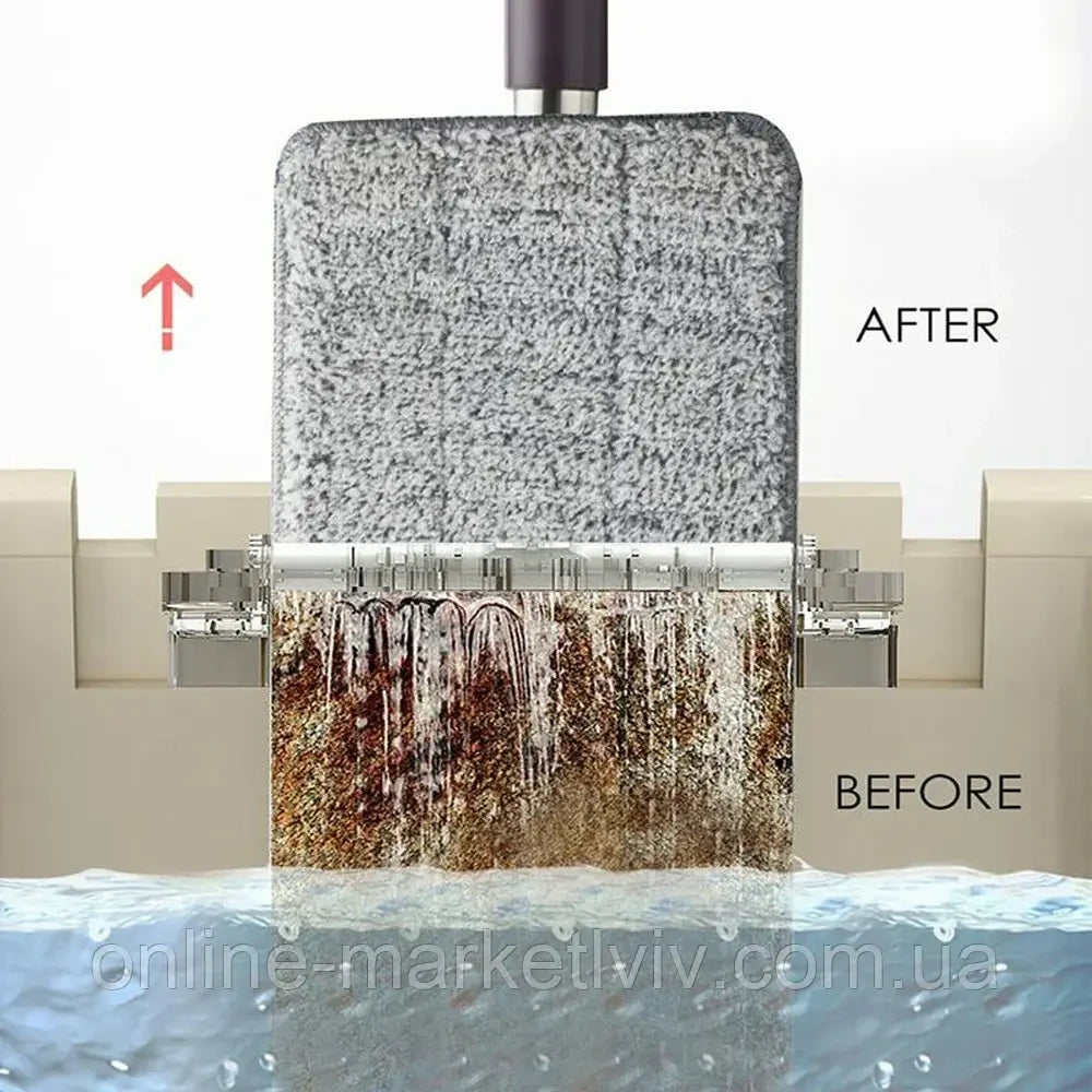 Швабра ледарка з віджимом 3,5л та 2насадки, Scratch Cleaning Mop, Бежовий / Комплект швабра з відром / Самовіджимаюча швабра