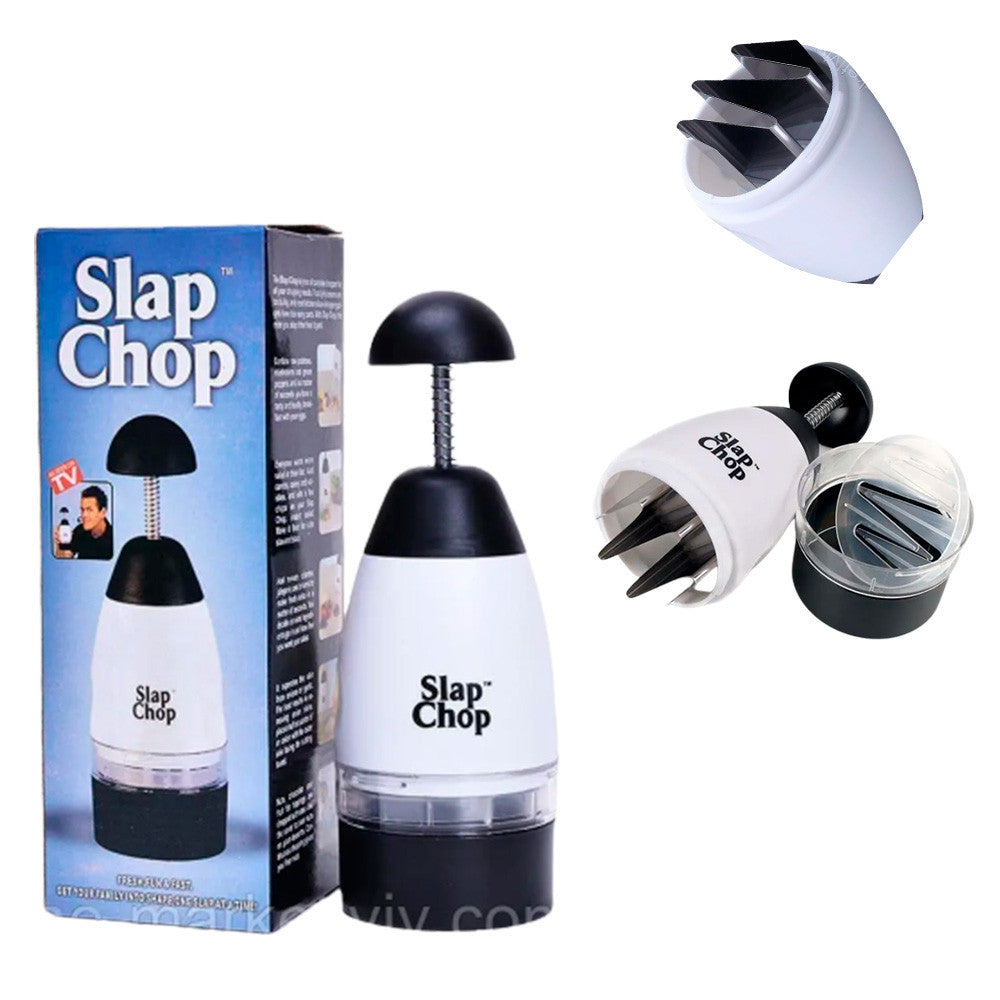 Ручний подрібнювач продуктів для дому з контейнером, Slap Chop AD10-9, Білий / Механічний блендер