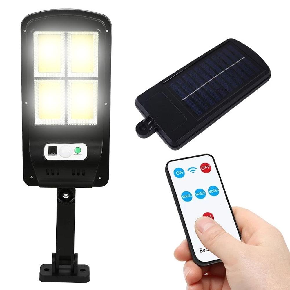 Вуличний ліхтар на стовп BK-128-4, Чорний / Прожектор із сонячною панеллю та датчиком руху