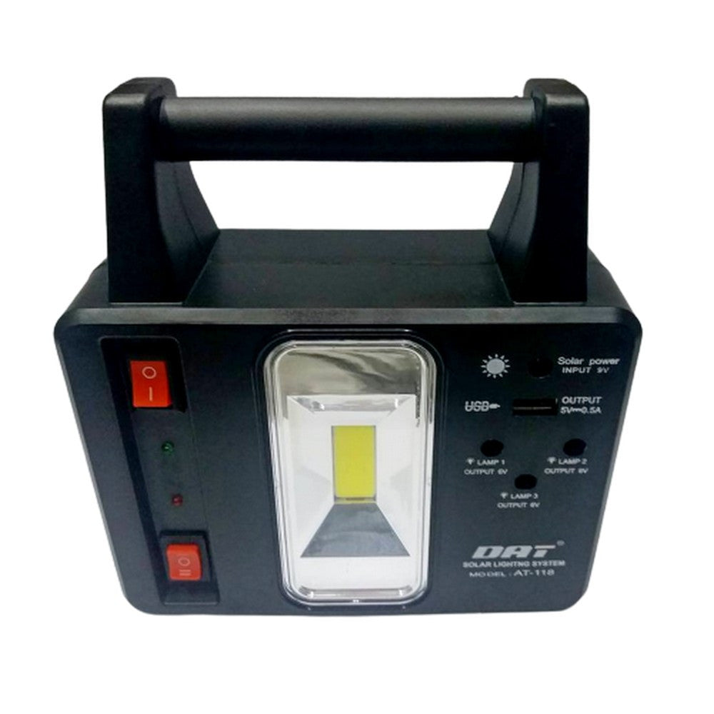 Ручний ліхтар акумуляторний 4500мАг, з Power Bank, AT-118, Чорний / Переносний прожектор / Ліхтар із сонячною панеллю