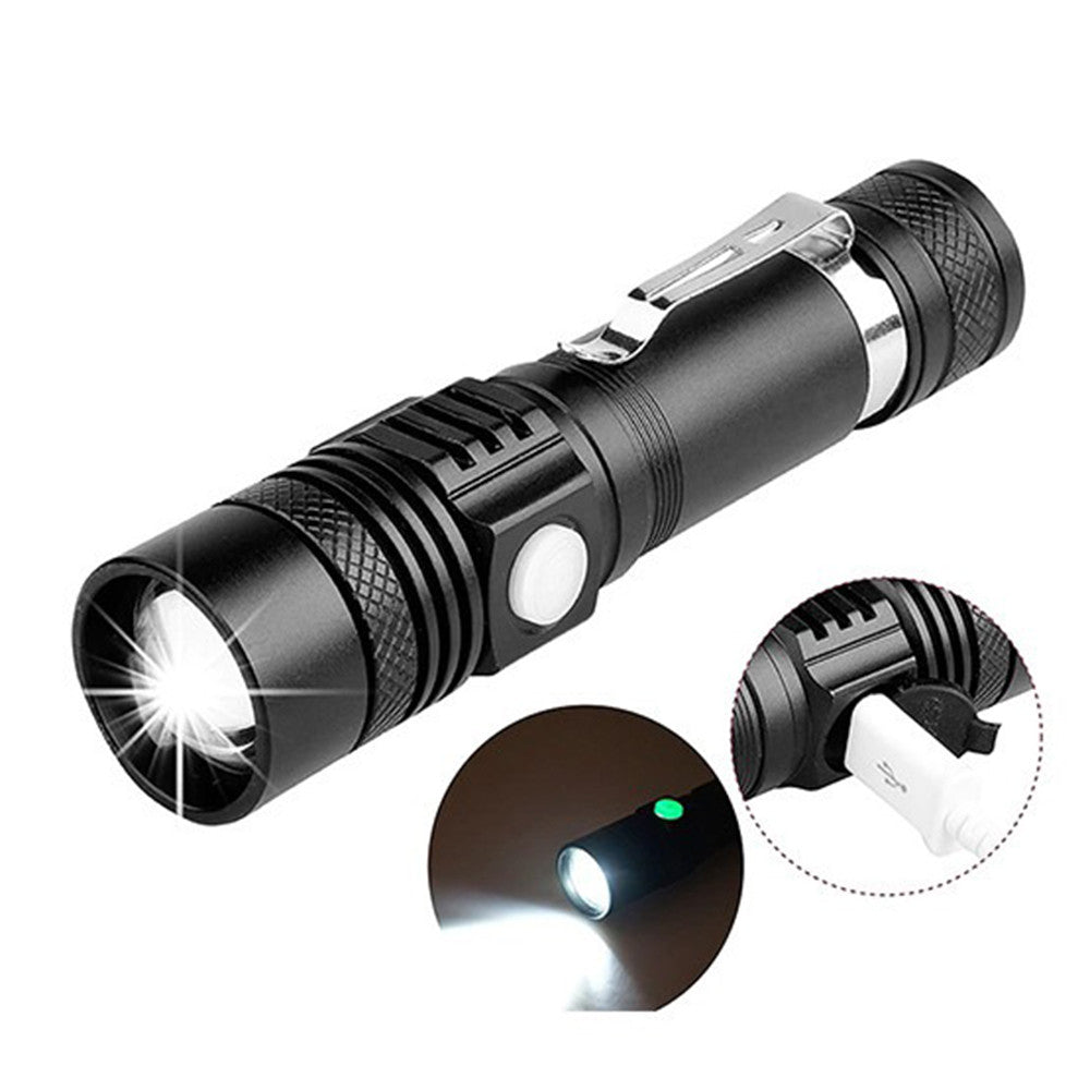 Ліхтарик ручний акумуляторний BL-518-T6, Чорний / Ліхтар з USB, з фокусуванням / Тактичний ліхтарик з кліпсою