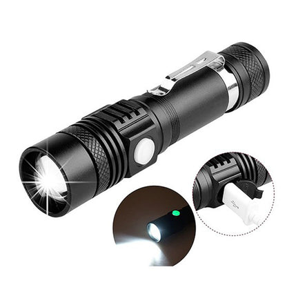 Ліхтарик ручний акумуляторний BL-518-T6, Чорний / Ліхтар з USB, з фокусуванням / Тактичний ліхтарик з кліпсою