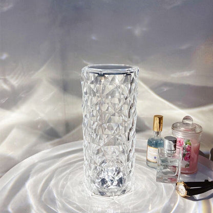 Настільна LED лампа з RGB та USB (21х9 см) та пульт ДК, Crystal Rose Ambience, Прозора / Акумуляторний нічник