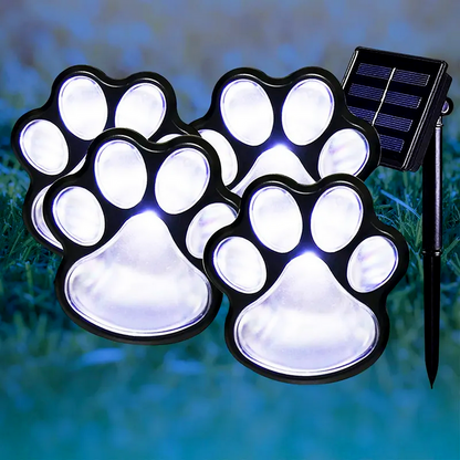 Садовий ліхтарик Лапки на сонячній батареї, 4 шт, Paw Prints Lights DL49, Чорний / Ліхтар для газону