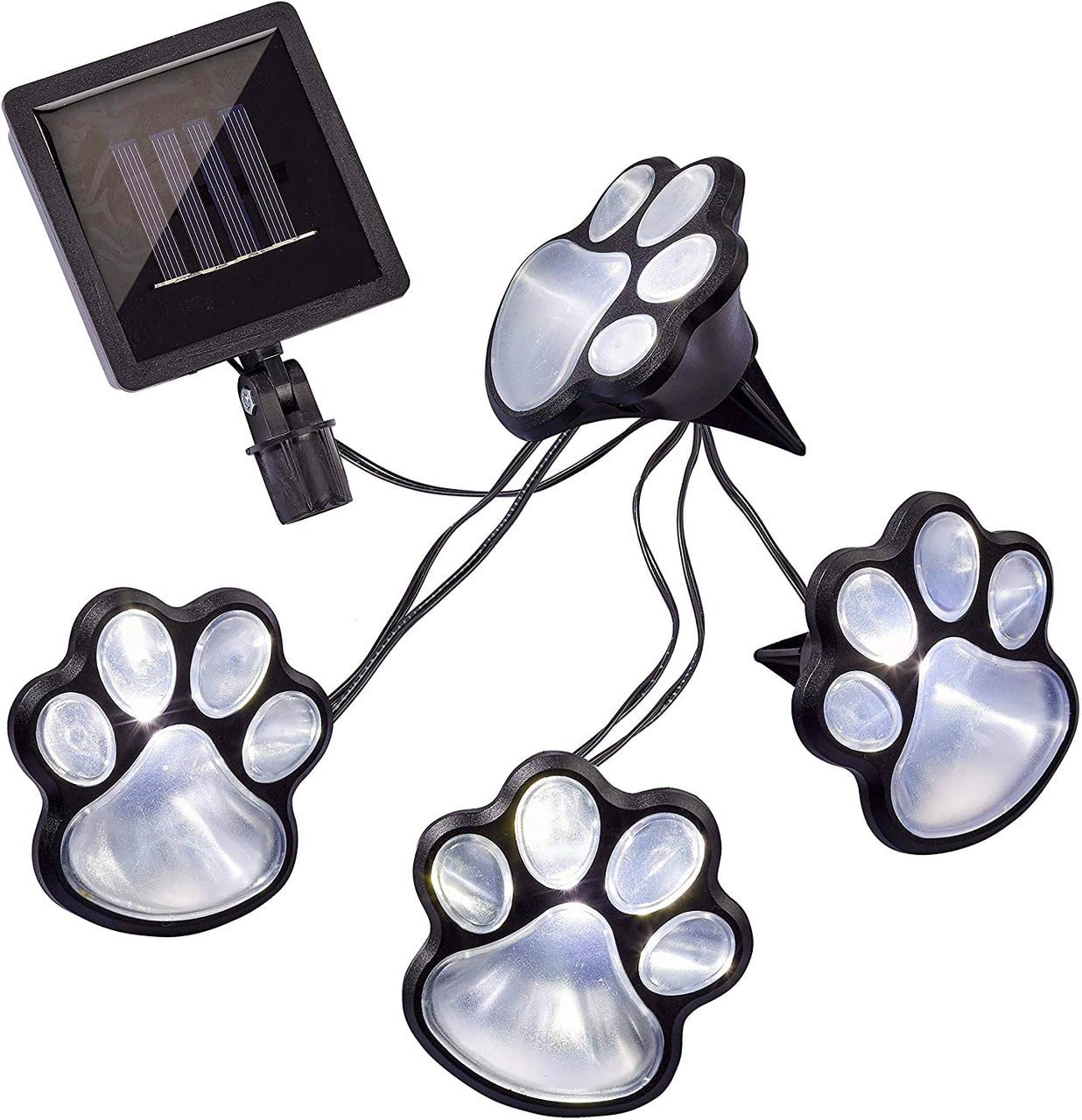 Садовий ліхтарик Лапки на сонячній батареї, 4 шт, Paw Prints Lights DL49, Чорний / Ліхтар для газону