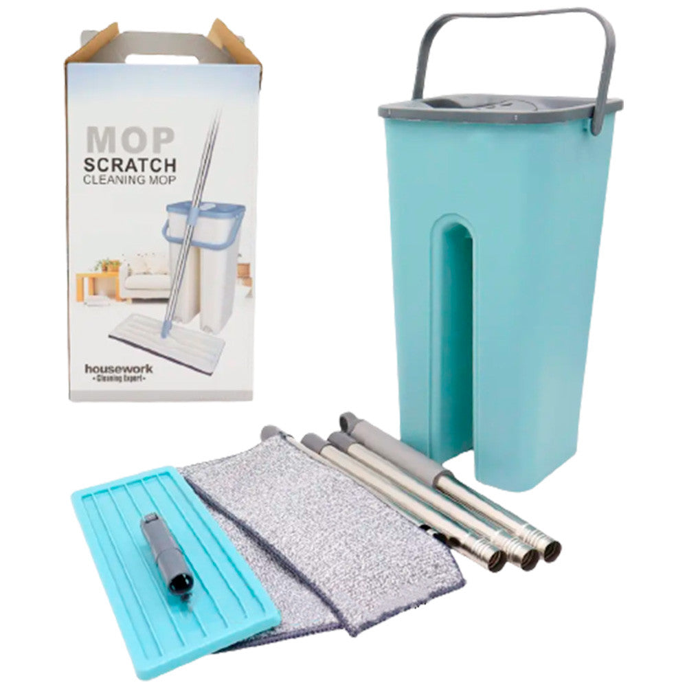 Швабра ледарка з віджимом 3,5л та 2насадки, Scratch Cleaning Mop, Бежовий / Комплект швабра з відром / Самовіджимаюча швабра