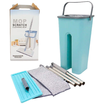 Швабра ледарка з віджимом 3,5л та 2насадки, Scratch Cleaning Mop, Бежовий / Комплект швабра з відром / Самовіджимаюча швабра