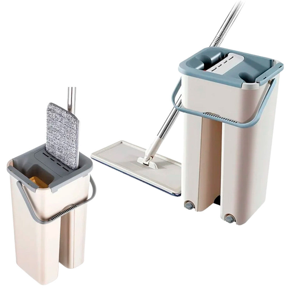Швабра ледарка з віджимом 3,5л та 2насадки, Scratch Cleaning Mop, Бежовий / Комплект швабра з відром / Самовіджимаюча швабра