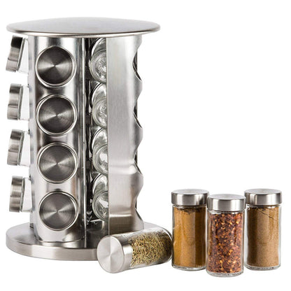 Набір для спецій на підставці 16 баночок, Spice carousel, R66-16, Сірий / Карусель для спецій / Органайзер для спецій