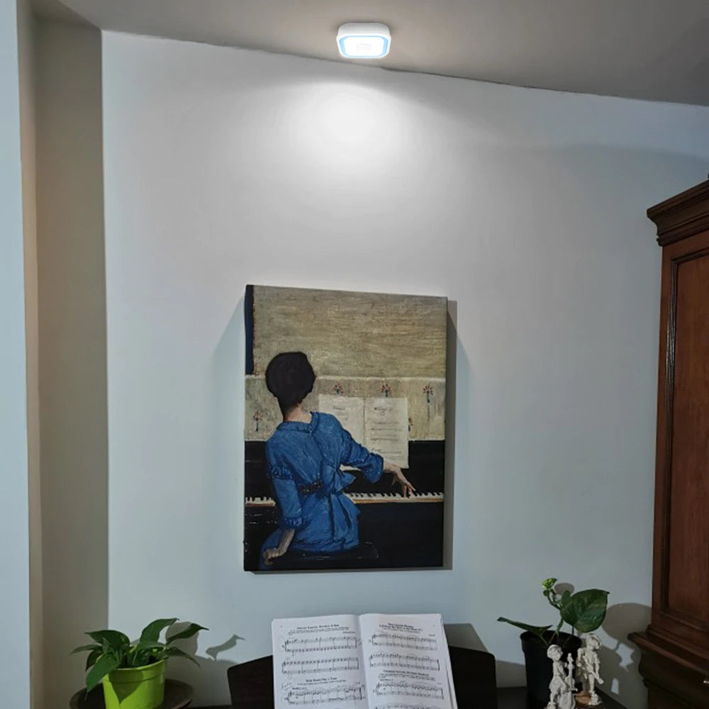 Комплект безпровідних ламп (3шт) з таймером та пульт, Білий / Світлодіодний нічник на липучці / Міні підсвічування на меблі
