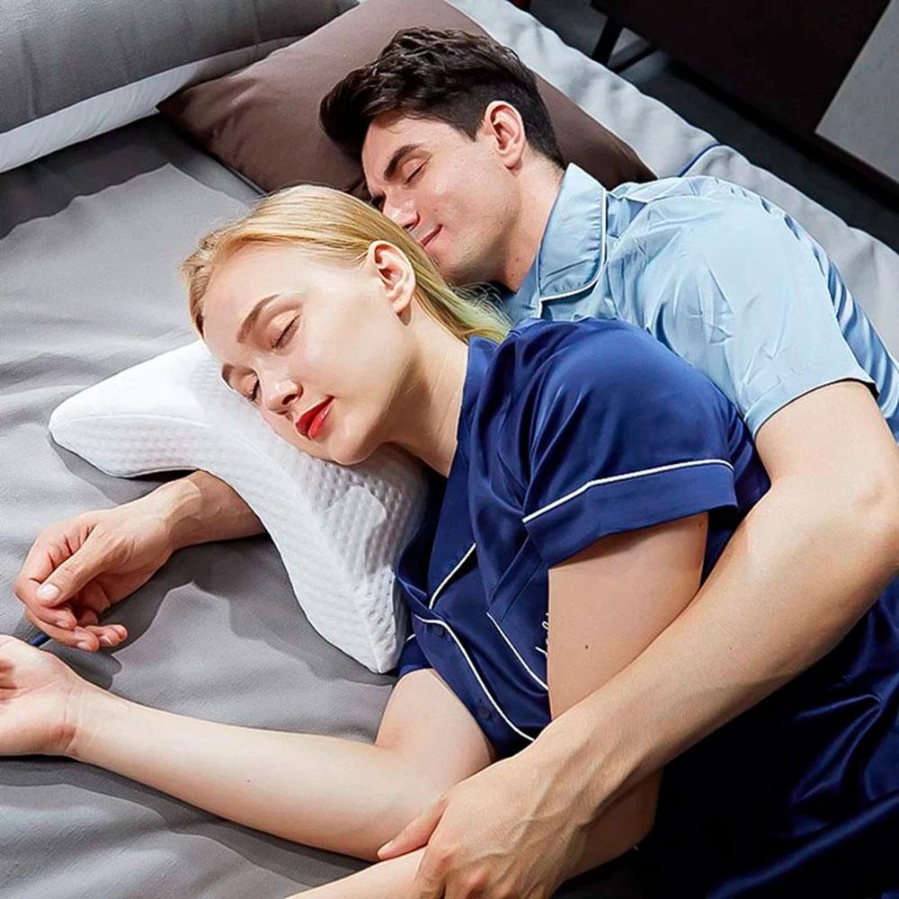 Ортопедична вигнута подушка з ефектом пам'яті (35*30*13 см) Nap pillow NJ-137, Білий / Подушка для шиї