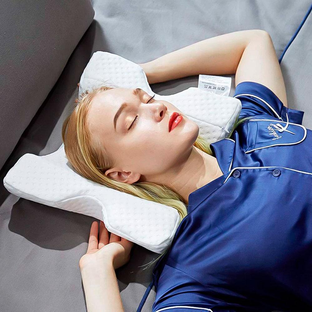 Ортопедична вигнута подушка з ефектом пам'яті (35*30*13 см) Nap pillow NJ-137, Білий / Подушка для шиї