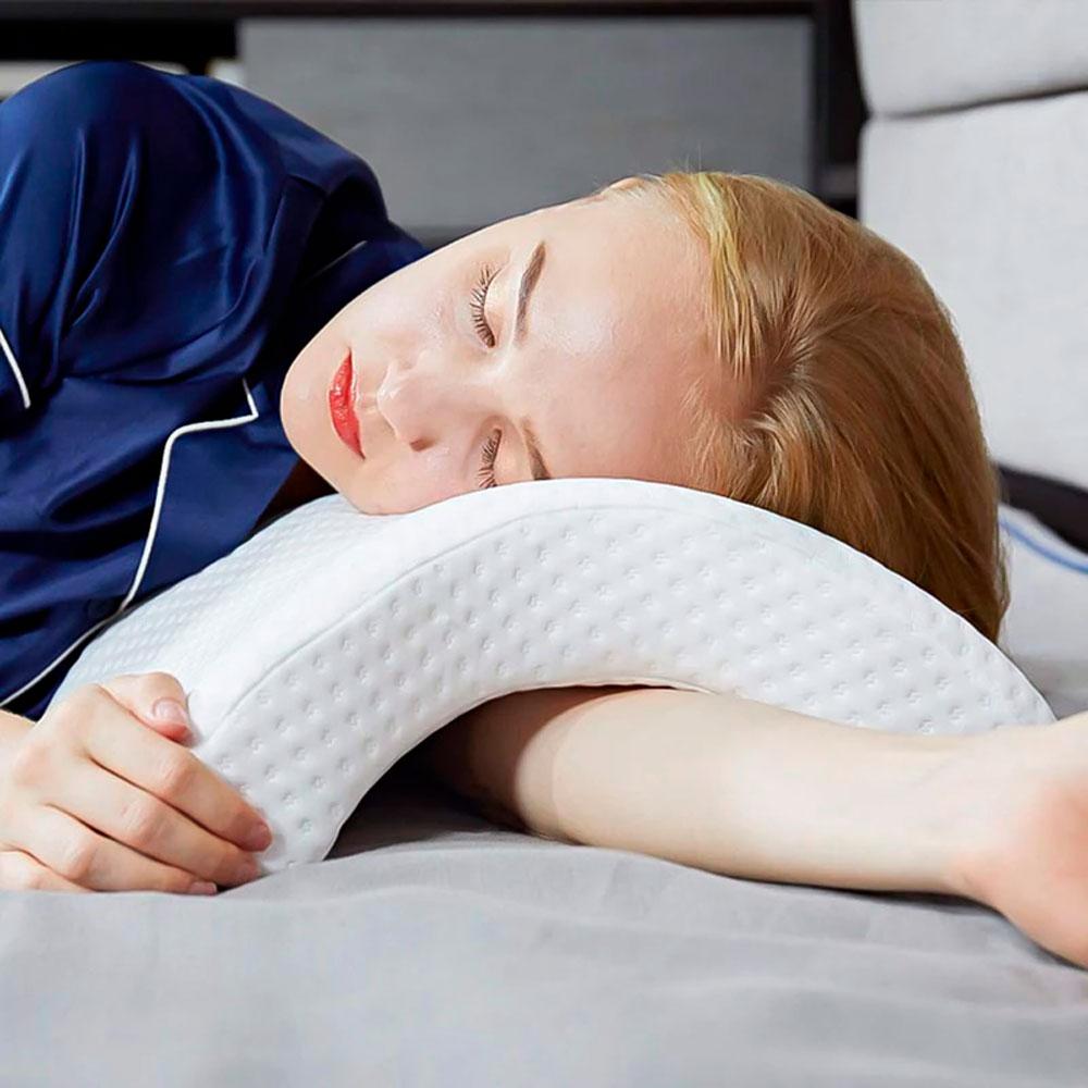 Ортопедична вигнута подушка з ефектом пам'яті (35*30*13 см) Nap pillow NJ-137, Білий / Подушка для шиї