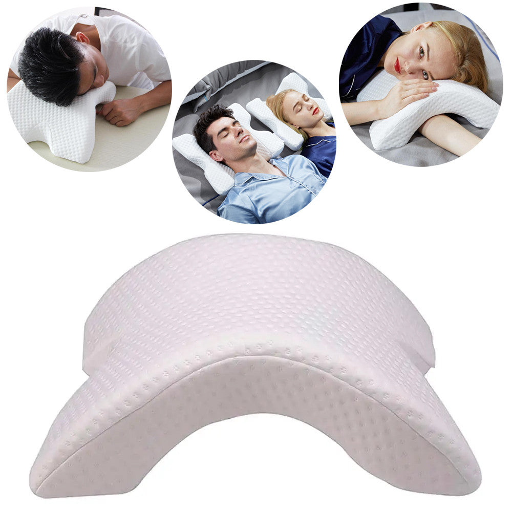 Ортопедична вигнута подушка з ефектом пам'яті (35*30*13 см) Nap pillow NJ-137, Білий / Подушка для шиї