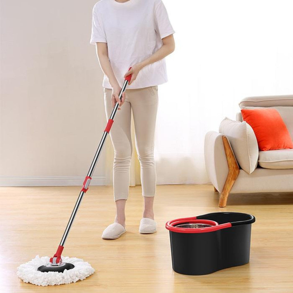 Швабра ледарка з відром і з автоматичним віджимом 8л, Spin Mop 360, Чорний / Набір для прибирання швабра та відро