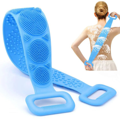 Двостороння силіконова мочалка Silicon bath towel, Блакитна / Масажер для тіла / Мочалка з ручками