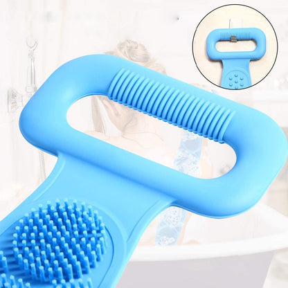 Двостороння силіконова мочалка Silicon bath towel, Блакитна / Масажер для тіла / Мочалка з ручками
